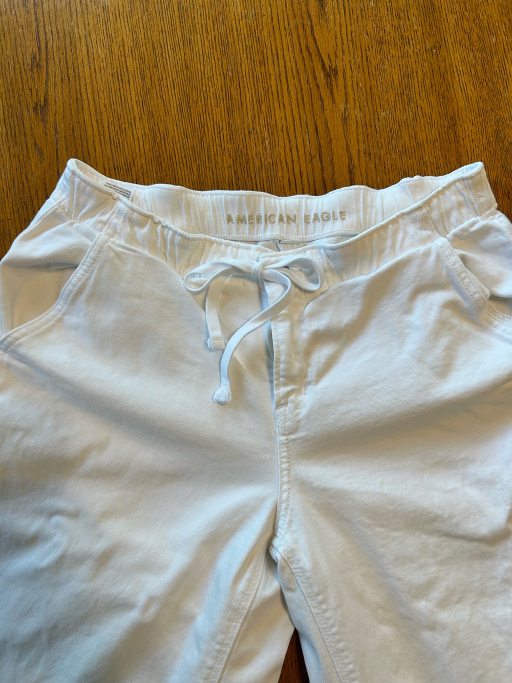 American Eagle Outfitters White Drawstring Cotton wide leg pants